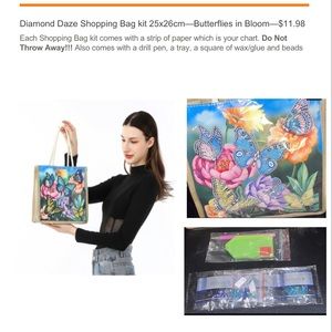 Diamond Daze Shopping Bag with chart slip, drill pen, tray, wax/glue and beads